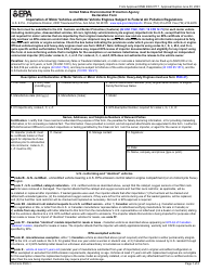 EPA Form 3520-1 Declaration Form - Importation of Motor Vehicles and Motor Vehicle Engines Subject to Federal Air Pollution Standards
