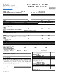 Document preview: Form TR-212A Title and Registration Manual Application - Kansas