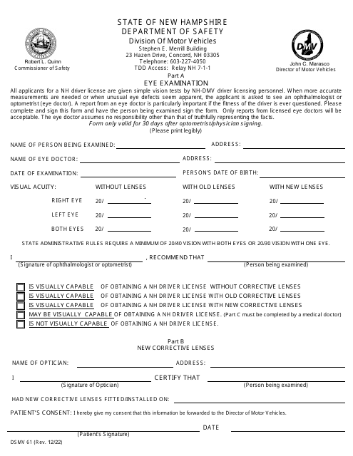 Form DSMV61  Printable Pdf