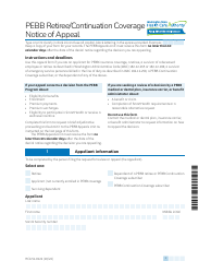 Form HCA51-0122 Pebb Retiree/Continuation Coverage Notice of Appeal - Washington
