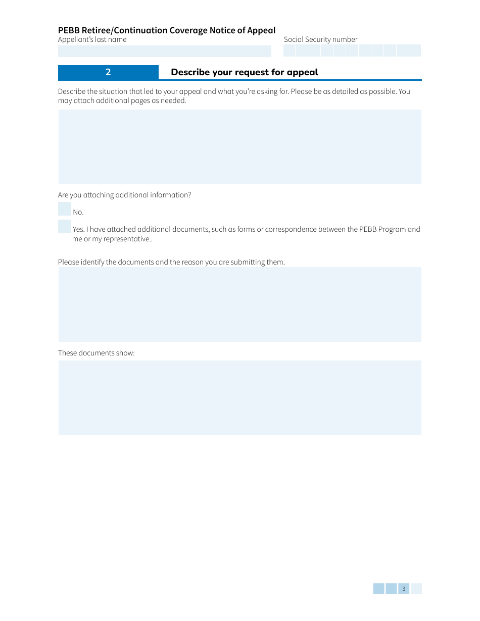 Form HCA51-0122 Pebb Retiree / Continuation Coverage Notice of Appeal - Washington, Page 3
