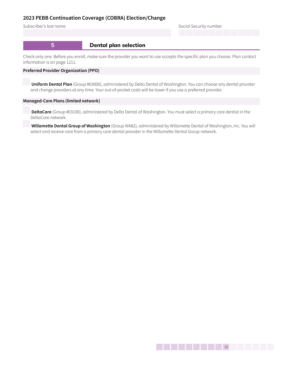 Form HCA50-0136 Pebb Continuation Coverage (Cobra) Election / Change - Washington, Page 10