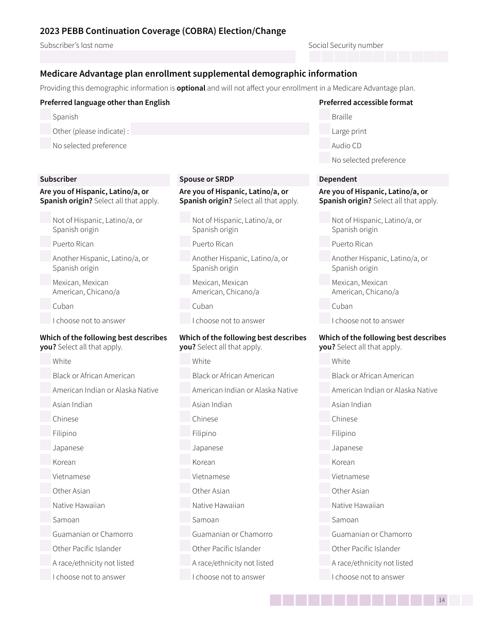 Form HCA50-0136 Pebb Continuation Coverage (Cobra) Election / Change - Washington, Page 14