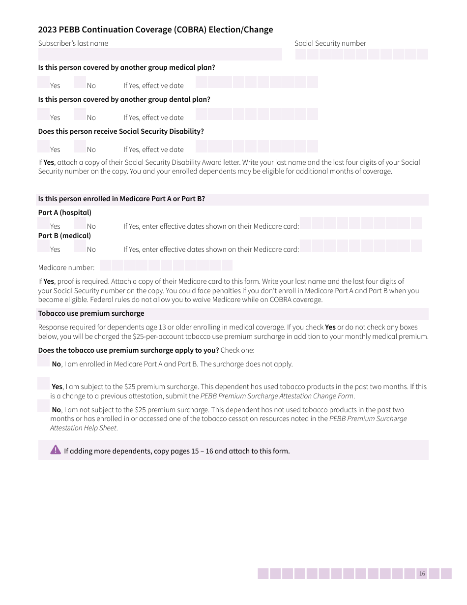 Form HCA50-0136 Pebb Continuation Coverage (Cobra) Election / Change - Washington, Page 16