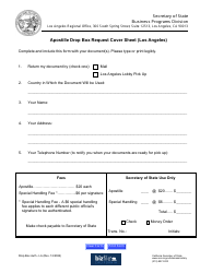 Document preview: Apostille Drop Box Request Cover Sheet (Los Angeles) - California