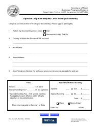 Document preview: Apostille Drop Box Request Cover Sheet (Sacramento) - California
