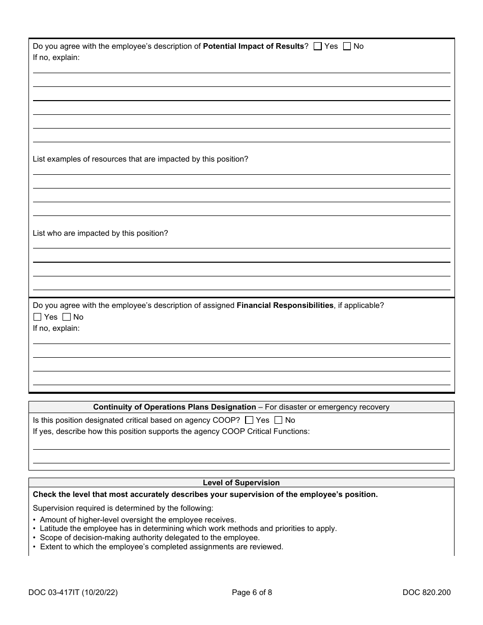 Form DOC03-417IT Download Printable PDF or Fill Online Position Review ...