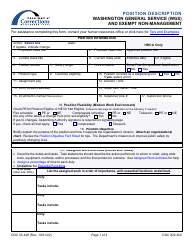 Document preview: Form DOC03-446 Position Description - Washington General Service (Wgs) and Exempt Non-management - Washington