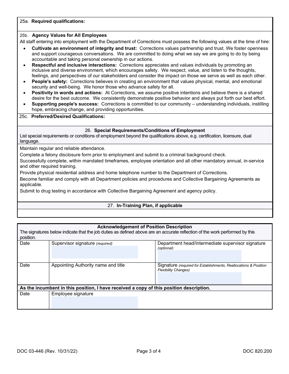 Form DOC03-446 Position Description - Washington General Service (Wgs) and Exempt Non-management - Washington, Page 3