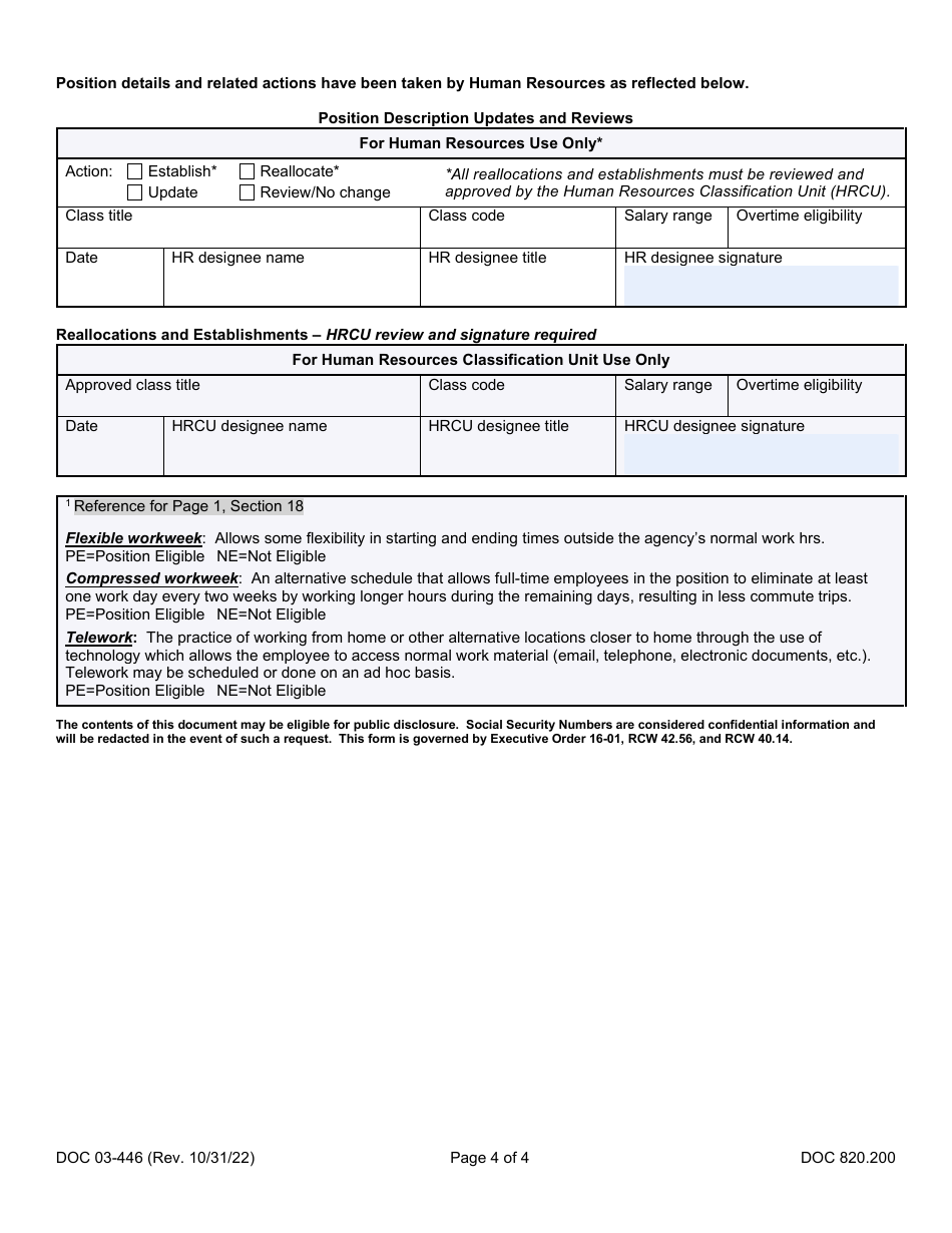 Form DOC03-446 Position Description - Washington General Service (Wgs) and Exempt Non-management - Washington, Page 4