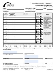 Document preview: Form DOC03-525 Overtime Exempt Additional Compensation Request - Washington