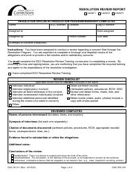Document preview: Form DOC05-311 Resolution Review Report - Washington