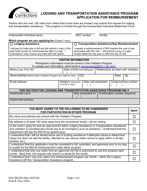 Form DOC06-003  Printable Pdf