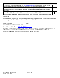 Form DOC06-003 Application for Reimbursement - Lodging and Transportation Assistance Program - Washington, Page 2