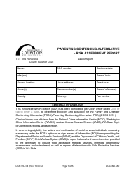 Document preview: Form DOC09-174 Parenting Sentencing Alternative - Risk Assessment Report - Washington