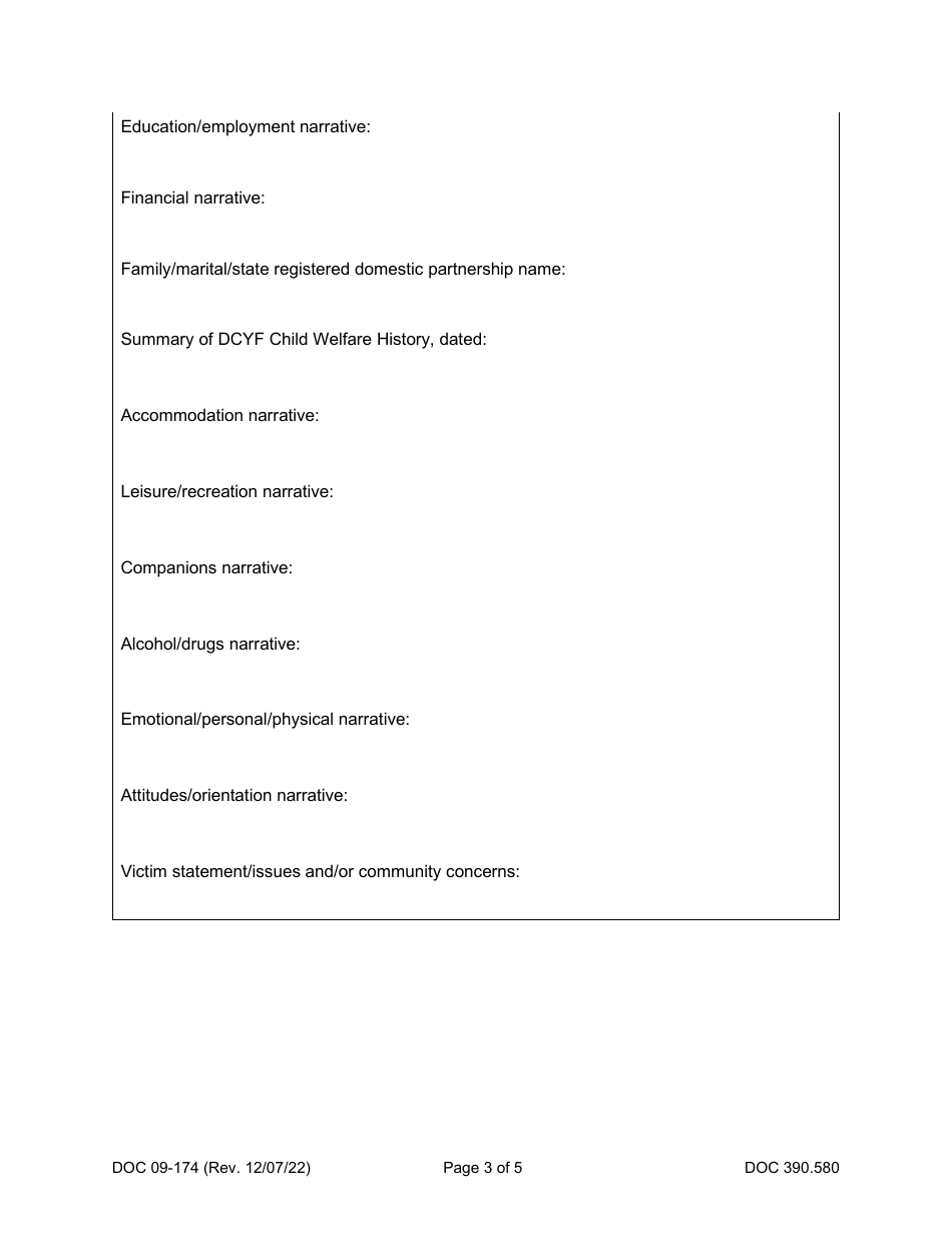 Form DOC09-174 Parenting Sentencing Alternative - Risk Assessment Report - Washington, Page 3