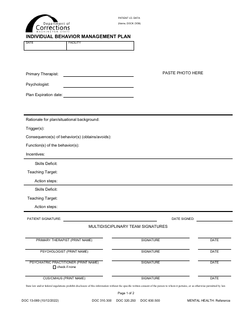 Form DOC13-069  Printable Pdf
