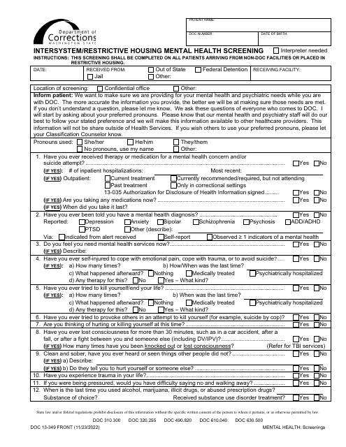 Form DOC13-349  Printable Pdf