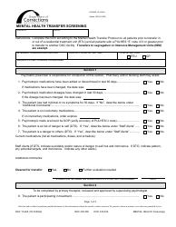 Form DOC13-465 Mental Health Transfer Screening - Washington