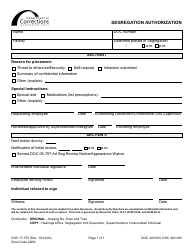 Document preview: Form DOC17-075 Segregation Authorization - Washington