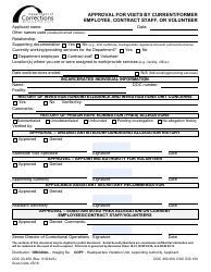 Document preview: Form DOC20-450 Approval for Visits by Current/Former Employee, Contract Staff, or Volunteer - Washington