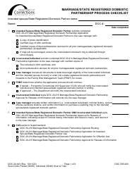 Document preview: Form DOC20-443 Marriage/State Registered Domestic Partnership Process Checklist - Washington