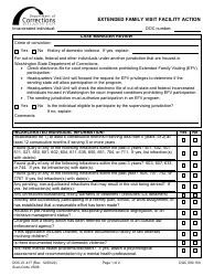 Form DOC21-417 Extended Family Visit Facility Action - Washington