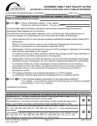 Form DOC21-417ES Extended Family Visit Facility Action - Washington (English/Spanish)