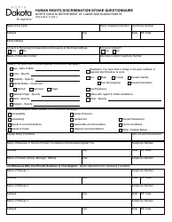 Form SFN52974 Human Rights Discrimination Intake Questionnaire - North Dakota