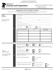 Form AB (L_006_F) Application for Tire Dealer License - City of Philadelphia, Pennsylvania