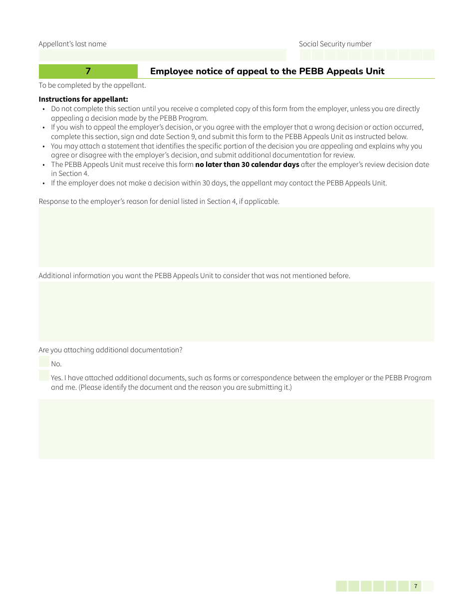 Form HCA50-0122 Pebb Employee Request for Review / Notice of Appeal - Washington, Page 7