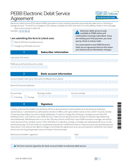 Form HCA42-0450  Printable Pdf