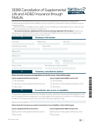 Form HCA20-0192 Sebb Cancellation of Supplemental Life and Ad&amp;d Insurance Through Metlife - Washington