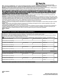 Form EF-XDP101M-NW Metlife Enrollment - Change Form for Retiree Plan - Washington, Page 2