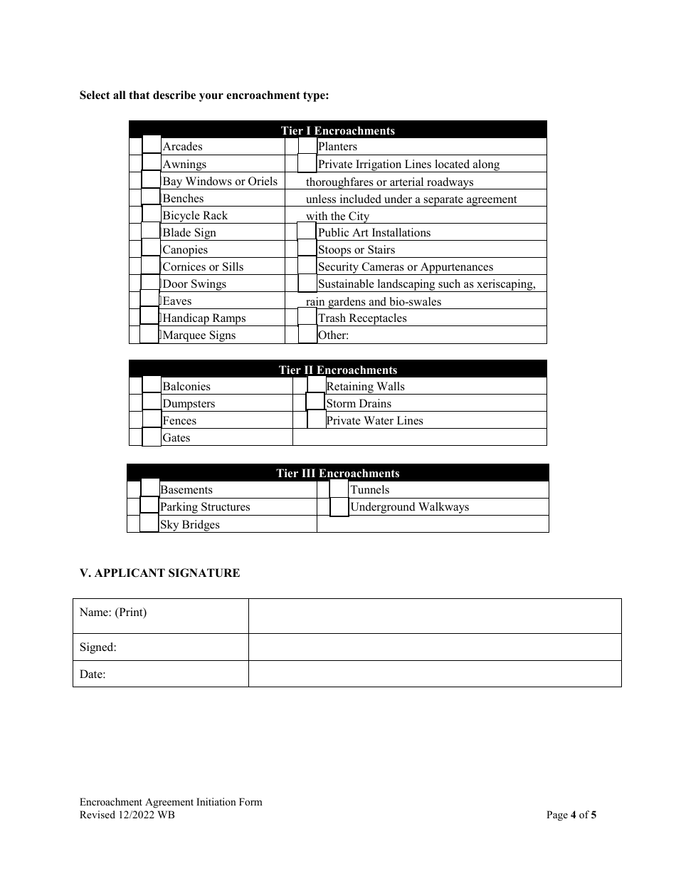 Encroachment Agreement Initiation Form - City of Fort Worth, Texas, Page 4