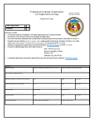 Document preview: Professional Employer Organization Full Registration (Group) - Missouri