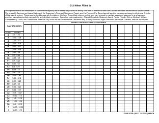GSA Form 873A Annual Attendance Record (Part-Time Employees), Page 2