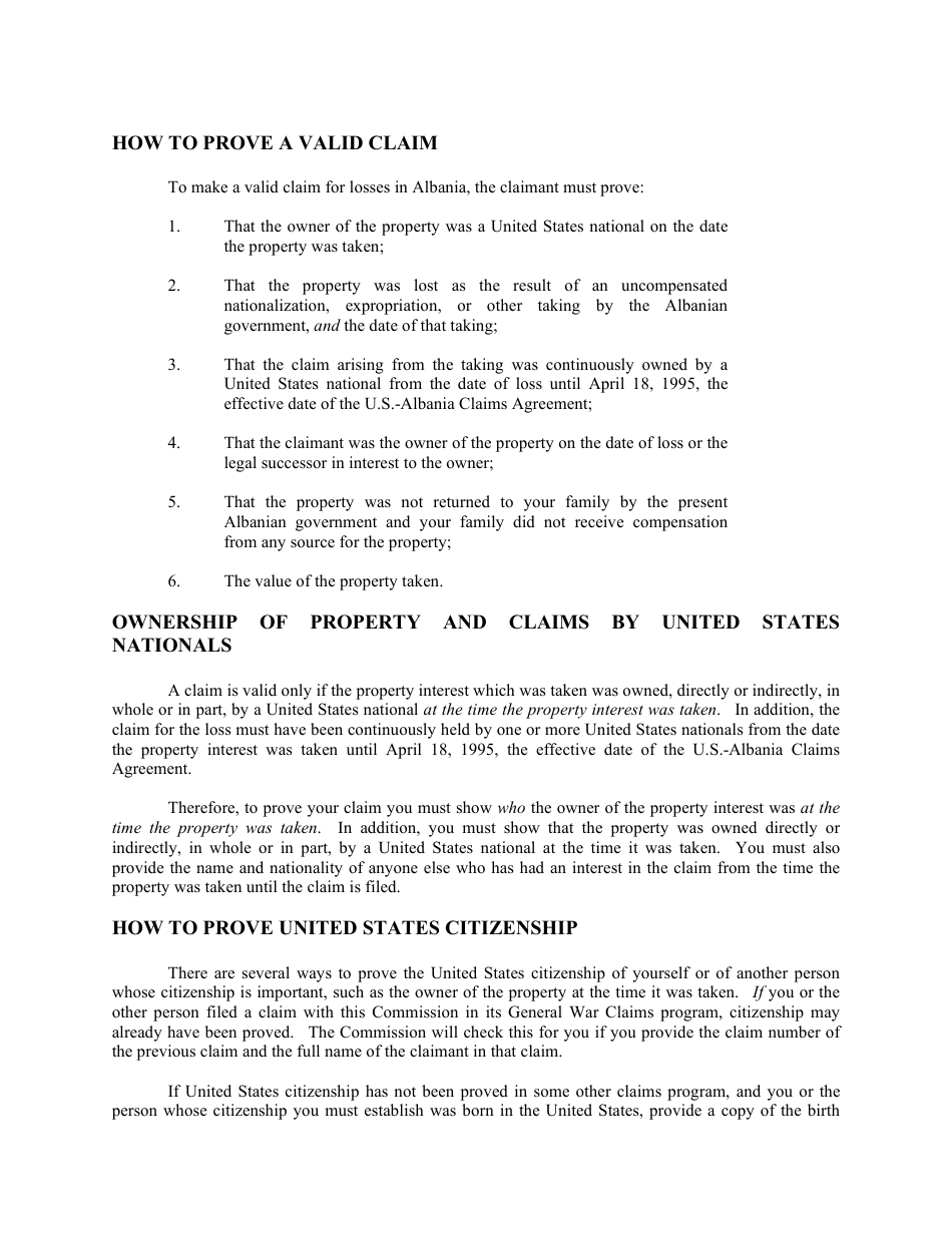 Instructions for FCSC Form 1-04 Statement of Claim Form, Page 2