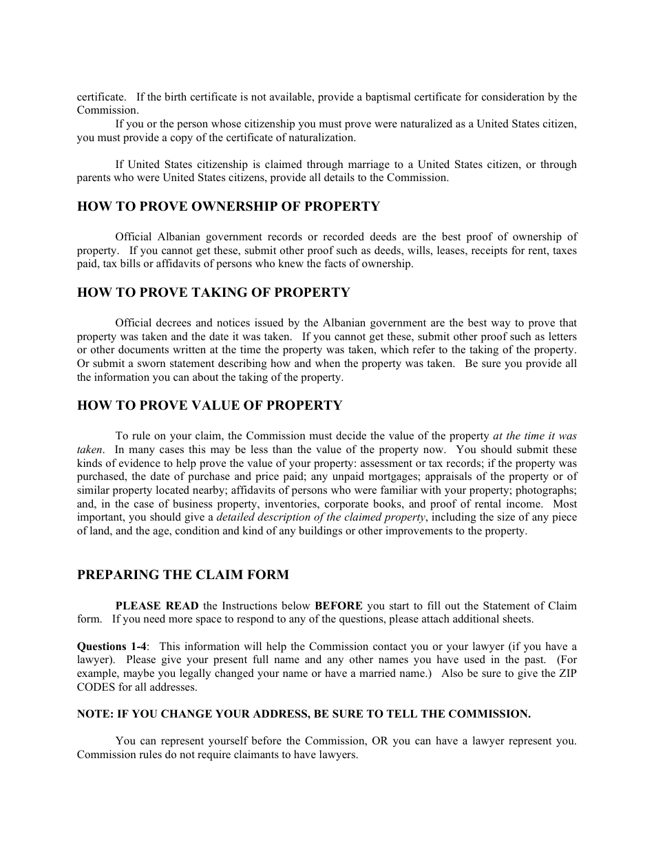 Instructions for FCSC Form 1-04 Statement of Claim Form, Page 3