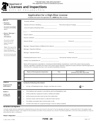 Document preview: Form AB (L_025_F) Application for a High-Rise License - City of Philadelphia, Pennsylvania