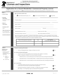 Document preview: Form AB (L_024_F) Application for a Vacant Residential/Commercial Property License - City of Philadelphia, Pennsylvania