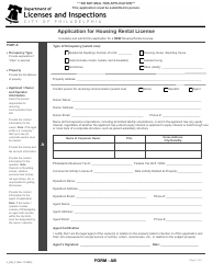 Document preview: Form AB (L_023_F) Application for Housing Rental License - City of Philadelphia, Pennsylvania