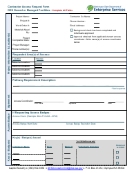 Document preview: Contractor Access Request Form - DES Owned or Managed Facilities - Washington