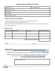 Document preview: Organizational Service Invoice - Washington