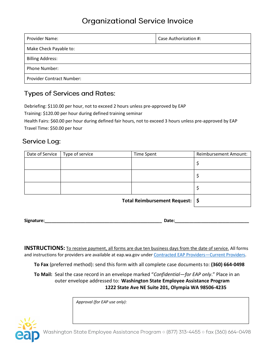 Organizational Service Invoice - Washington, Page 1