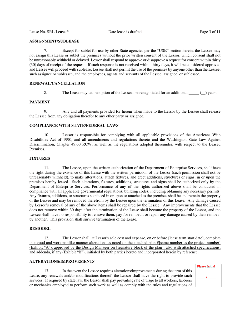 Exhibit 5 Standard Lease Template - Washington, Page 3