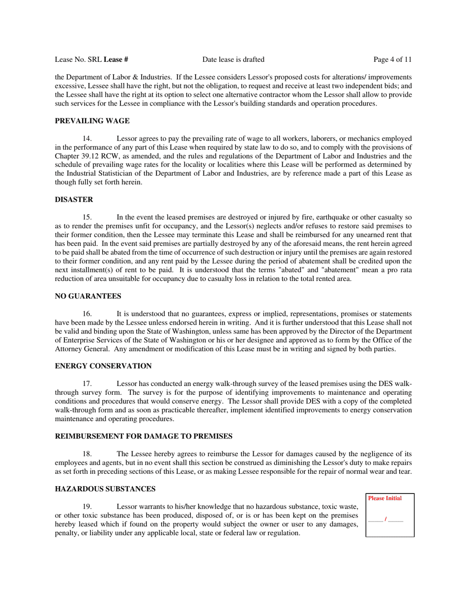 Exhibit 5 Standard Lease Template - Washington, Page 4
