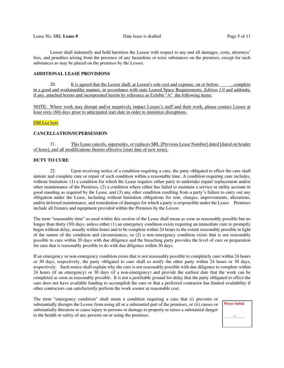 Exhibit 5 Standard Lease Template - Washington, Page 5