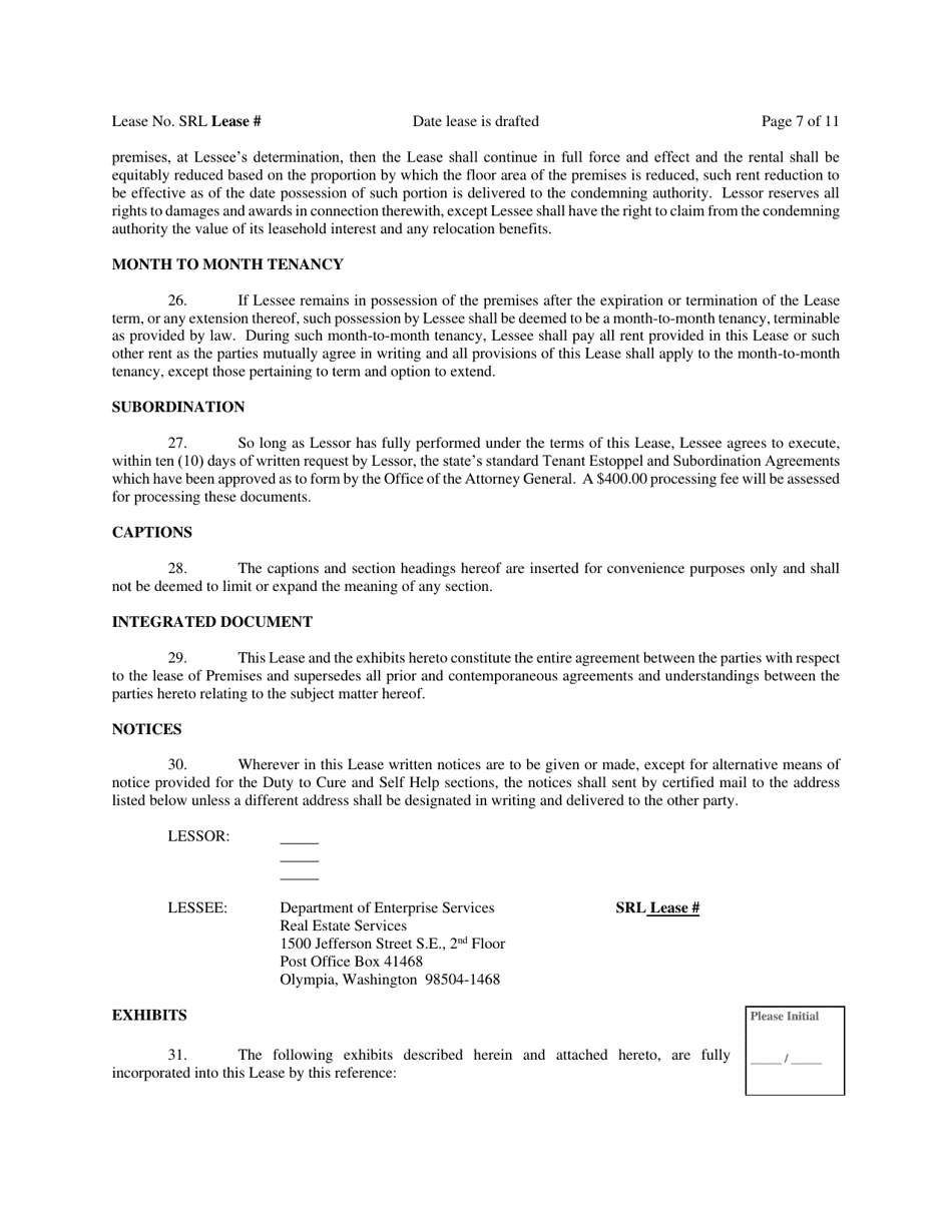 Exhibit 5 Standard Lease Template - Washington, Page 7