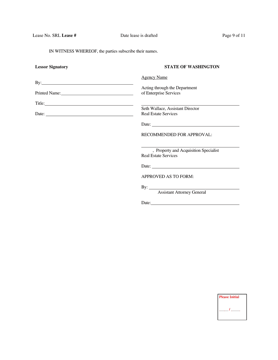 Exhibit 5 Standard Lease Template - Washington, Page 9